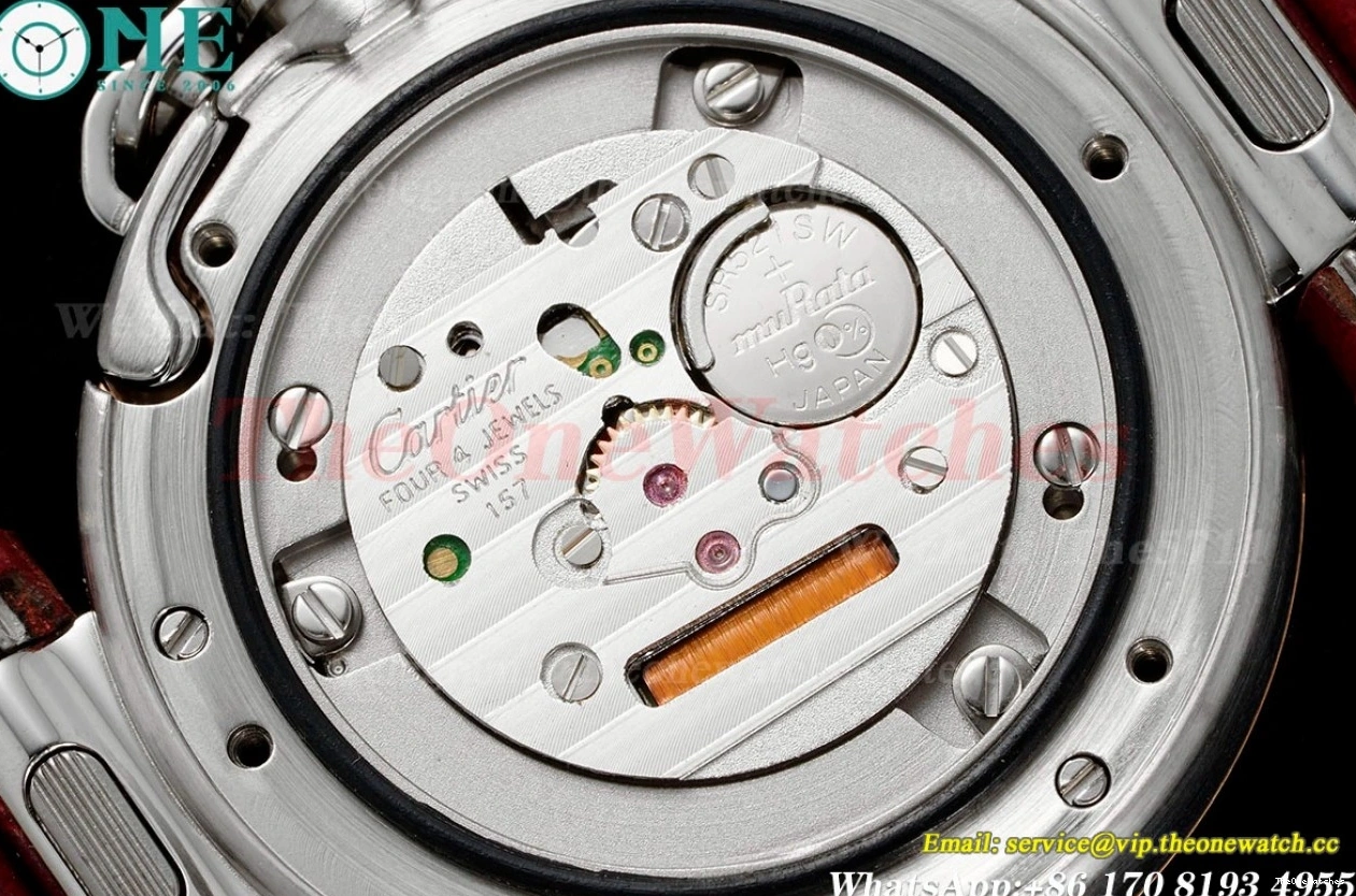 30mm SS De Ladies White LE Cartier Quartz RG Dial Red Pasha AF 0325